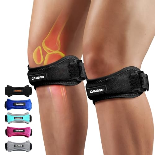 CAMBIVO 2 Pack Patella Tendon Knee Straps, Knee Brace for Women & Men with Extra Straps, Patella Bands for Pain Relief, Osgood Schlatter, Jumper’s Knee, Tendonitis, Running, Basketball, Volleyball