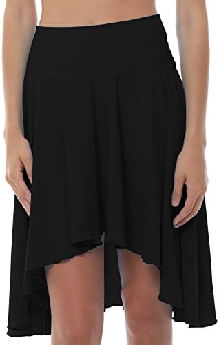 Womens High Low Dance Skirt XX-Large Black by B Dancewear Adult Sizes