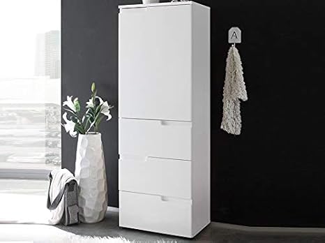 Armario de Almacenamiento Delgado con cajones, Color Blanco Brillante