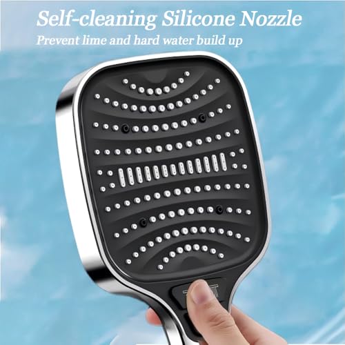 High Pressure 8-Mode Handheld Shower Head - Built in Power Wash for Clean, Hand Held Showerhead with 60 Inches Hose, Overhead Bracket, Anti-Clog Nozzle