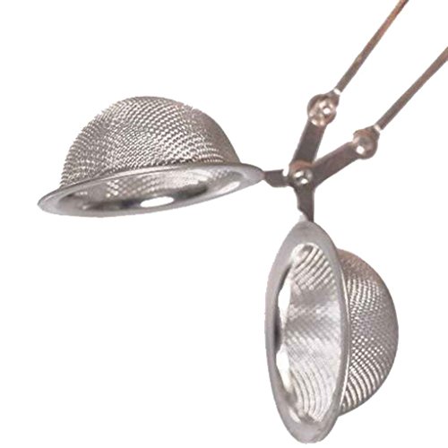 Stevlogs Stainless Strainer Steel Mesh Ball Tea Leaves Filter Squeeze Locking Spoon - Thumbnail 2