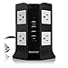 Safemore 8-AC Outlets Power Strip with 2.1A 4 USB Charging Ports and 6.5-Feet Cord (Black/White)