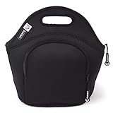 LunchFox Designer Neoprene Lunch Bag Tote for Adults (Men & Women), Black - Midnight on Mulholland
