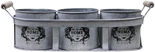 Tin Multi Pot Garden Planter with Three Round Pots For Herbs, Succulents &amp; Small Plants, Farmhouse Style