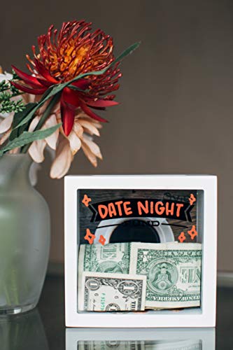 OVIE Adult Piggy Bank - Shadow Box with Wood Frame - Keep in Kitchen to Track Vacation / Honeymoon/ Wedding / Adventure Funds - 6X6 Frames - Clear Glass / Picture Background / Colored Markers