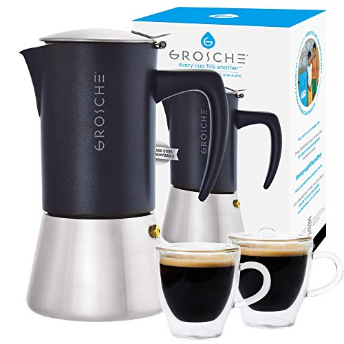 GROSCHE Milano Steel 10 espresso Cup Stainless Steel stovetop Espresso