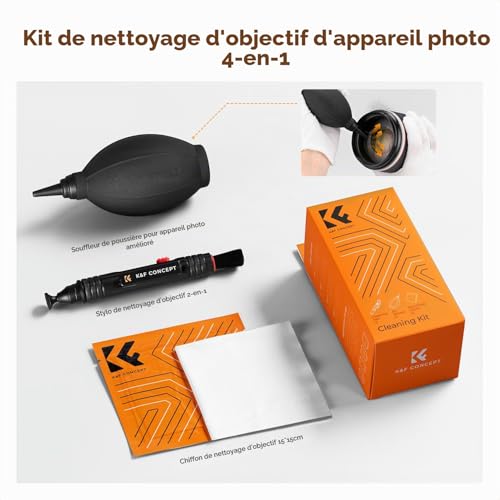 K&F CONCEPT 4 in 1 Cleaning Kit (Cleaning Cloth + Microfibre Cloth + Photo Bulb) for SLR Camera Lens