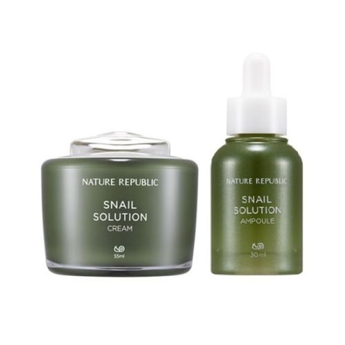 Nature Republic Snail Solution CREAM & AMPOULE SET with Snail Secretion Filtrate Extract K