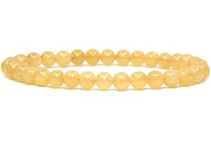 Angelstones Gem Semi Precious Gemstone 6mm Round Beads Stretch Bracelet 7" Unisex