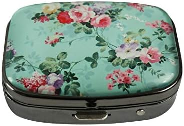 Luxcase Vintage Floral Flowers Custom Stainless Steel Square Glass Gun Silver Pill Case Pocket Medical Tablet Holder Decorative Box