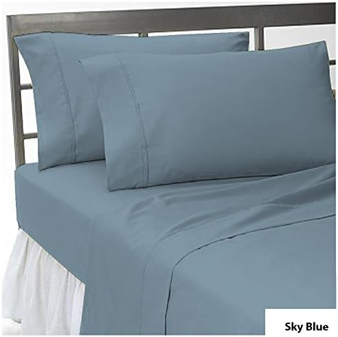 USA Bedding Sheet 650 Thread Count 1- PCs- Flat- Sheet Solid Pattern 100% Egyptian Cotton All Sizes &amp; Colors ( King , Sky Blue ) By Furnish Homes