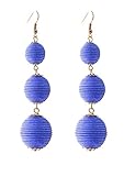 VK Accessories Thread Ball Dangle Earrings Thread Dangle Earrings Soriee Drop Earrings Beaded Ball Ear Drop Blue