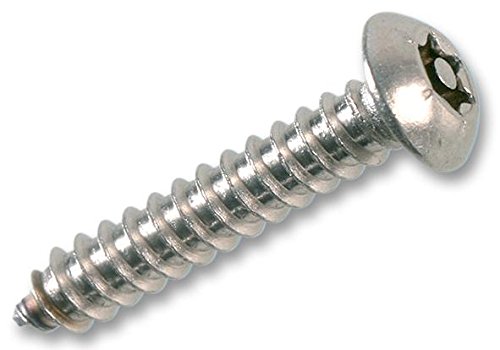 Duratool TPTBS3516 Stainless Steel Button Tamperproof Torx Self Tapping Screw, M3.5 x 16mm, Pack of 100