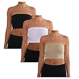 AEKO Women's Combo Pack One Size Strapless Base Bra Layer Bandeau Seamless Tube Top Regular and Plus Sizes