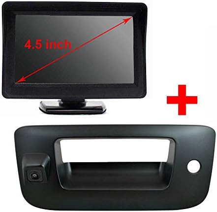 HD CCD Sensor Vehicle 170 Wide Angle Night Vision Rear View Reversing Camera Trunk Handle for Chevrolet Silverado GMC 2007-2013 (Reversing Camera+4.5" inch monitor)