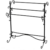 Southern Enterprises Scroll 3 Blanket Rack, Black with Bronze Rub Through Finish