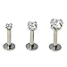 Jovivi 3pcs 16G 2/3/4mm Surgical Steel Cubic Zircon Monroe Piercing Lip Rings Labret Tragus Cartilage Helix Stud Earrings 1/4
