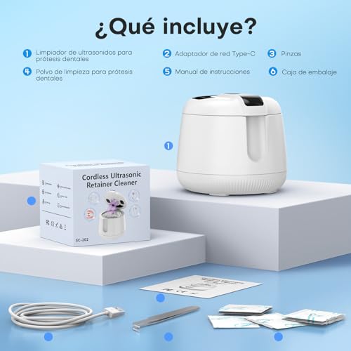 MEKO Limpiador Ultrasónico UV 48000 Hz para Férula Dental, Baño Ultrasónico 200 ml Silencioso con Temporizador Digital, Apto para Aparatos Dentales, Prótesis, Retenedores y Joyas de Plata