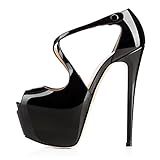 Onlymaker Women's Fashion High Heel Peep Toe Platform Stiletto Multicoloured Ankle Corss Strap Buckle Snap Dress Party Sandals