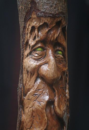 Woodcarving Green Man Woodspirit Tree Face Spirit of the Woods Odd Weird Pagan Wiccan Sculpture Cabin Home Decor Old Man Gnome Wizard OOAK