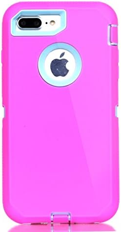 For iPhone 8Plus &amp; 7Plus (5.5") case, Chanroy Body Armor Heavy Duty Dirtproof Shockproof Hybrid Defender Case for iPhone 8Plus &amp; 7Plus(Pink on Teal)