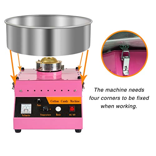 AJO Electric Commercial Quality Cotton Candy Machine and Candy Floss Maker (Pink)
