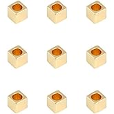 hobbyhub 100Pcs 14K Gold Plated Cube Spacer Beads, 3mm Gold Square Spacer Beads for Jewelry Making