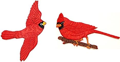 Red Cardinal Bird Animal Kid Jacket Polo T shirt Patch Sew Iron on Embroidered Badge Costume