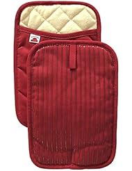 Big Red House Pot Holders, with The Heat Resistance of Silicone and Flexibility of Cotton, Recycled Cotton Infill, Terrycloth Lining, Set of 2 Red