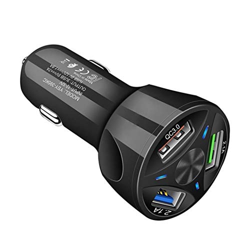 Alishebuy 3 Port USB Car Charger Mobile Phone QC 3.0 Charging Adapter