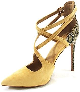 Shoe Republic Camel Pointy Toe Pump Snake Heels Women's Shoes