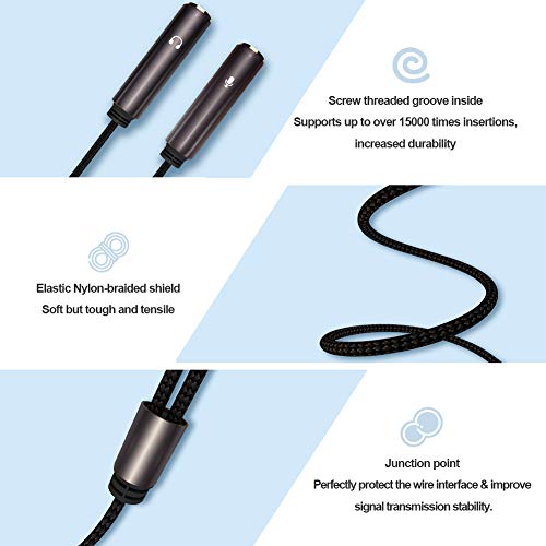 Headphone Splitter Adapter, FOBOIU Headset Splitter Separate Headphones and Mic Jack, 3.5mm Splitter Plug Compatible for PS4, Xbox One, Laptops, PC Gaming Headset, Tablet, Smartphone - Thumbnail 3