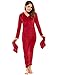 HOTOUCH Women's Coral Fleece Onesie with Hooded Footed Jumpsuit Pajamas Red Color S-XL