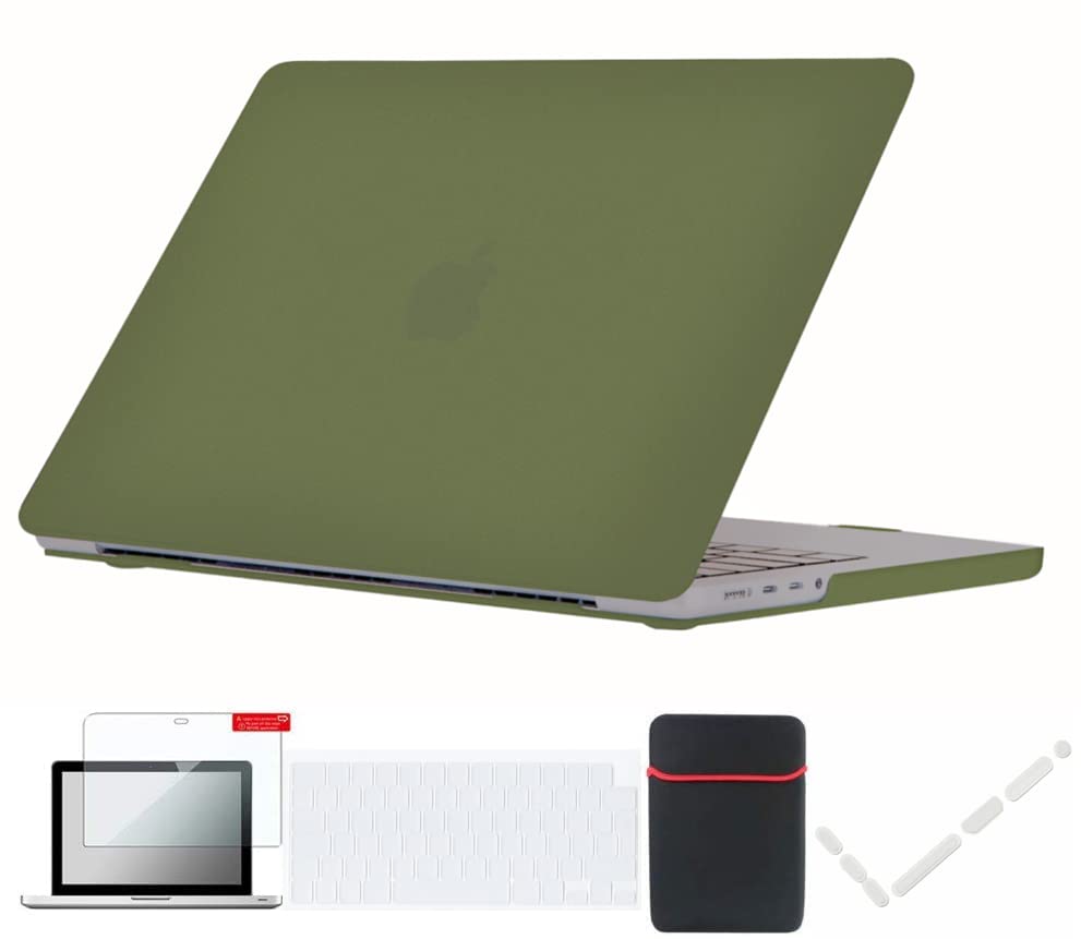 Se7enline compatible with MacBook Pro 14 inch Case for 2025 2024 2023 2022 2021 M5 M4 M3 M2 M1 A2918 A2992 A3112 A3401 A3434 Hard Cover &Sleeve,Keyboard Cover, Screen Protector,Dust Plug,Avocado Green