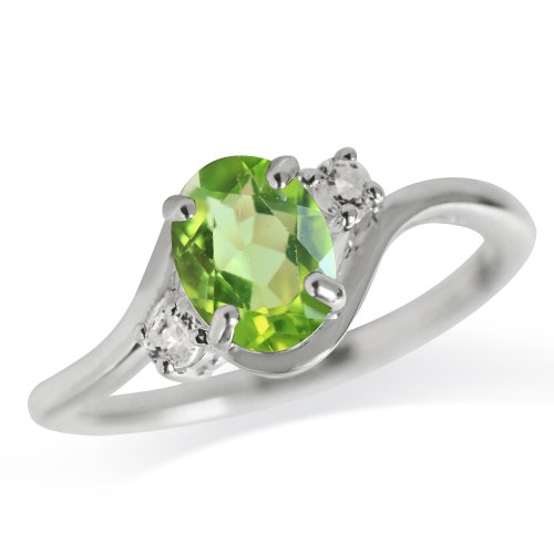 1.24ct. natural peridot & white topaz 925 sterling silver eng…