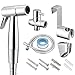 VOVA Handheld Shattaf Bidet Sprayer for Toilet, Cloth Diaper Sprayer,Toilet Shower with T-Valve,Bum Gun Hand Bidet - ABS White Chrome (Bidet A)