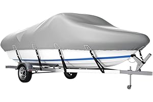 Heavy Duty 900D Boat Cover 20-22 ft, XPORTION 20'-22' Waterproof Marine Grade Polyester Canvas, UV Resistant, Fits V-Hull, Runabout, Tri-Hull, Pro-Style Bass Boats with Reinforced Strap