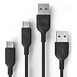 USB Type C Cable, RAVPower USB A to USB C Charger (3ft, 6ft), 2 Pack Fast Charging Cord Compatible Galaxy S9 S8 Plus Note 8, Google Pixel, LG V30 G6 G5, Nintendo Switch, OnePlus 5 3T and More (Black)