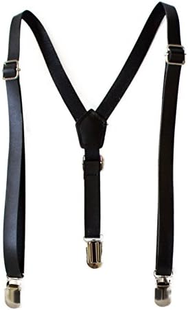 Black Faux Leather Suspenders for baby, toddler, little boys. Small (fits 12mo-5yrs)