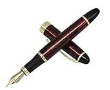 Jinhao X450 Dark Red Fountain Pen Gold Trim Medium Nib