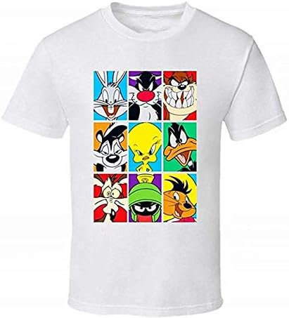 Looney Tunes Bugs Tweety Daffy Taz Unisex Tee Popular T-Shirt,White,Medium