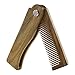 Onedor Handmade 100% Natural Green Sandalwood Fine Tooth Wooden Comb for Men Hair, Beard, and Mustache Styling Pocket Comb With Leather Case (Folding)