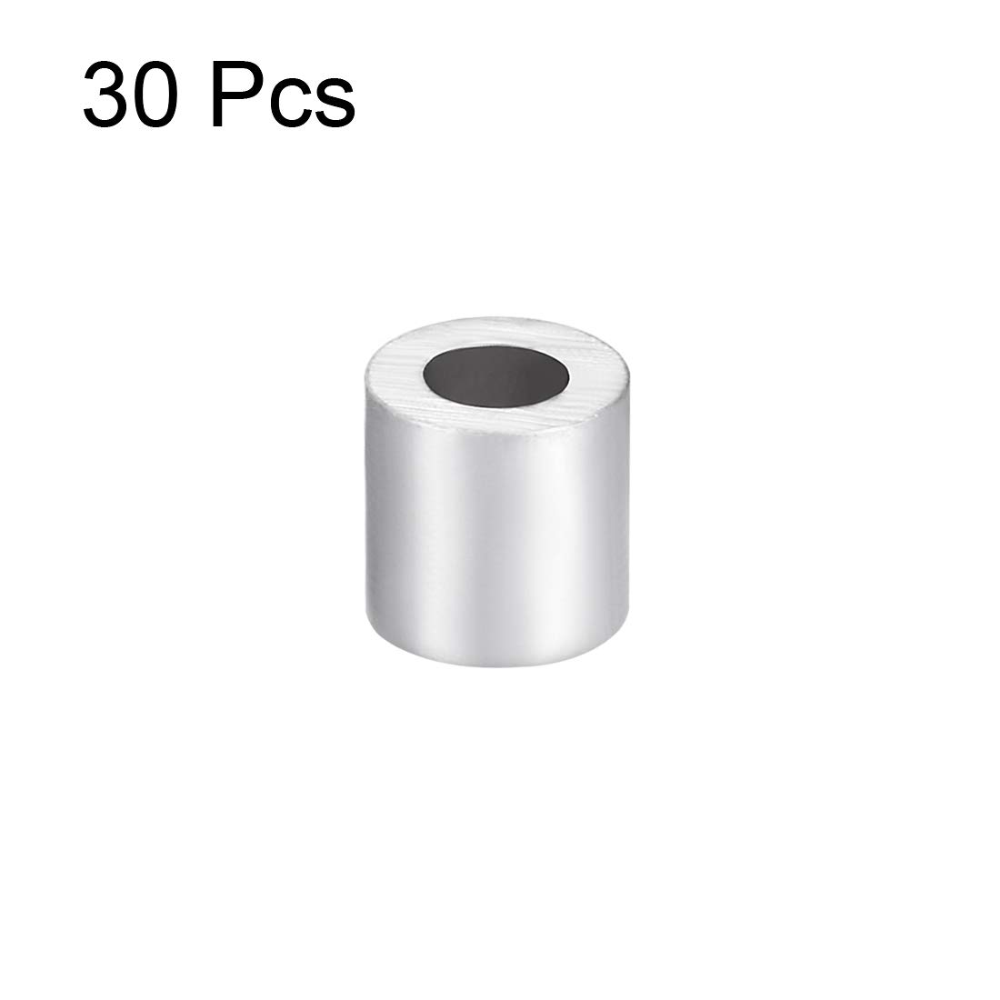 sourcing map Aluminum Wire Rope Stop Sleeve Round Cable Ferrule Loop for 1/8" Wire Rope Pack of 30, M3 - Image 4