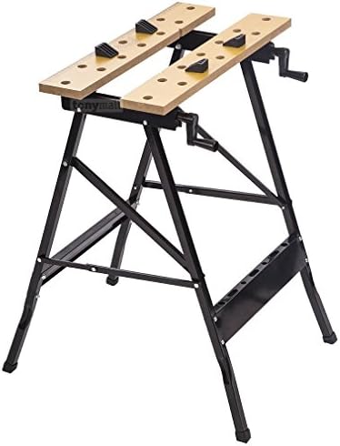 tonymall Portable Work Table with Clamp Folding Work Bench with Vice Multipurpose Sawhorse