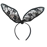 Easy lifestyles Sexy Black Lace Headband Sweet Bunny Rabbit Ear Hair Band for Wedding Party Cosplay Costume Accessory,40*9CM