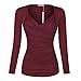 Simier Fariry Women's Casual Blouses Long Sleeve Solid Tops Red Wine L