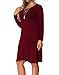 VERABENDI Women's Plus Size Casual Long Sleeve Loose Pocket Dress Burgundy 2XL