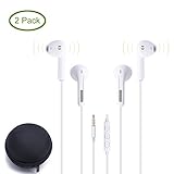 Ankoda 2PACK Premium Earphones/Headphones/Earbuds with Stereo Mic&Remote Control for Apple iPhone 6s/6/6plus,iPhone SE/5s/5c/5, iPad /iPod and More (White)