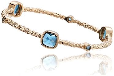 Riccova Arctic Mist 14k Gold-Plated Bangle With Aqua Squares 60 mm