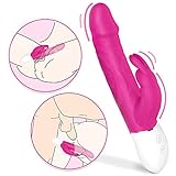 PHANXY Realistic Vibrator with Bunny Ears for G-spot Clitoris Stimulation, Waterproof Rechargeable Dildo Vibrator with 9 Strong Vibrations Dual Motor Stimulator for Women Solo or Couple Fun